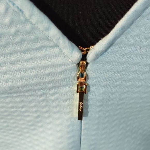 Lilly Pulitzer Gold Metallic Lace Breakwater Blue Jacquard Largo Shift Dres Sz 2 - Picture 9 of 14